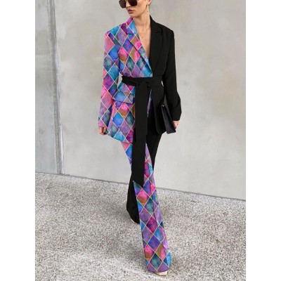 women's plaid print suit  HE1307-03-02