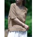 Solid Half Sleeve Crew Neck Casual Women Blouse