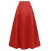 Women Party Collect Waist Solid Pleats A  Line Back Zipper Skirt With Side Pockets