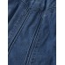 Women Distressed Solid Color Elastic Waist Loose Denim Skirt With Pocket