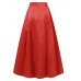 Women Party Collect Waist Solid Pleats A  Line Back Zipper Skirt With Side Pockets