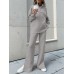 Women Turtleneck Solid Color Ankle Length Zipper Elastic Waist Two  Piece Sets