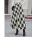 Women Plaid A  Line Vintage High Waist Skirts With Pocket