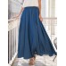 Women Pure Color Elastic Waist Simple Swing Skirts With Pocket