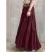 Solid Color Big Swing Elastic Waist Pleated Casual Long Skirt For Women